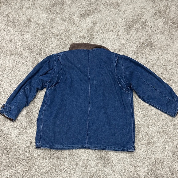 Lands' End Dark Blue Denim Jacket with Brown Corduroy Collar - Picture 9 of 11